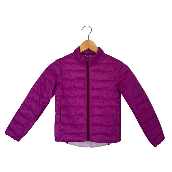 Old Navy Girl's Sz S 6-7 Quilted Puffer Jacket Outdoor Beetroot Purple Full Zip - Picture 1 of 9